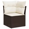 vidaXL Garden Sofa Set Brown PE Rattan, Powder-Coated Steel Large