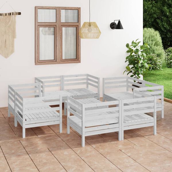 vidaXL Garden Lounge Set White Solid pine wood Medium Modular