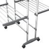 vidaXL 2-Tier Laundry Drying Rack with Wheels Silver 23.6"x27.6"x41.7"