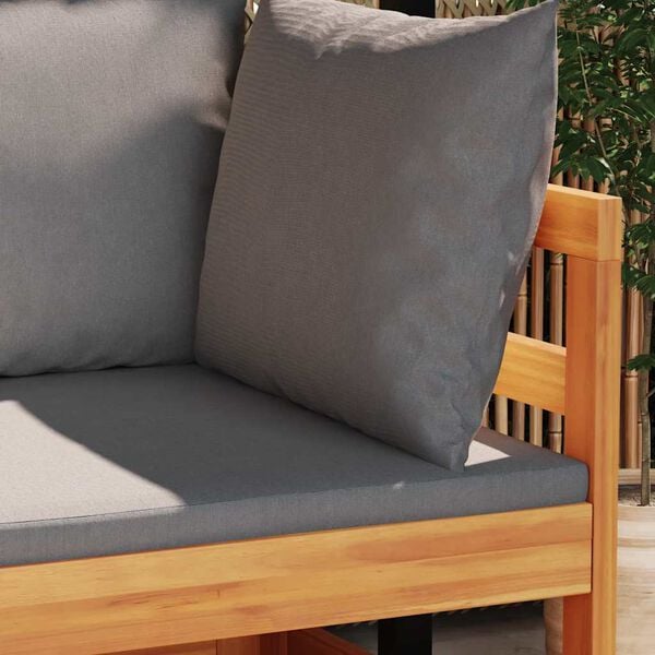 vidaXL Corner Sofa Dark Grey Solid Acacia wood, 100% Polyester Medium