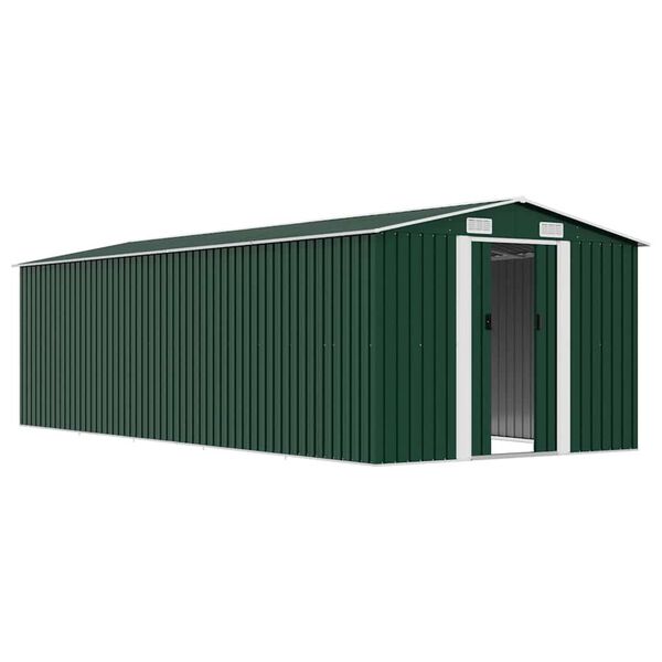 vidaXL Garden Shed Green Galvanized Steel Large Garden Shed