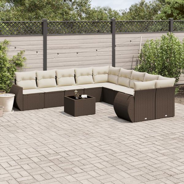 vidaXL Garden Sofa Set Brown and Cream