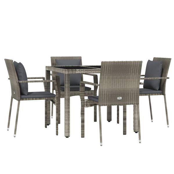 vidaXL Garden Dining Set Grey PE rattan Compact Modular