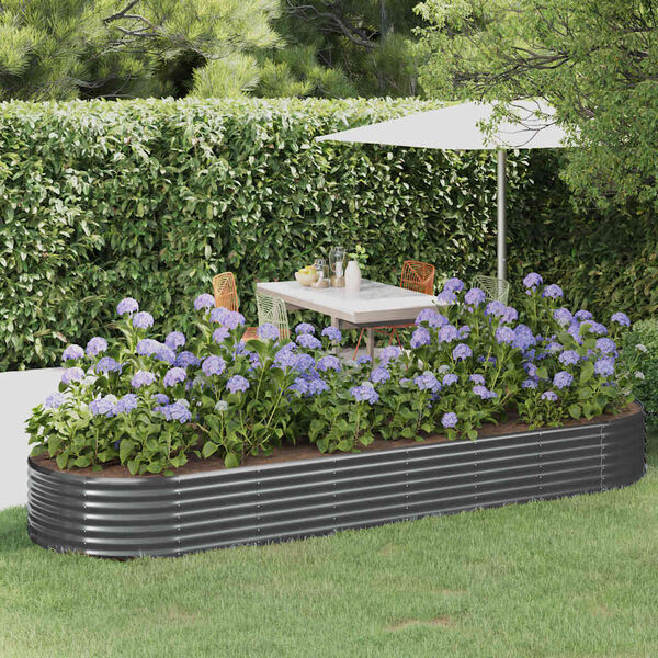 vidaXL Garden Raised Bed Anthracite Powder-coated steel Large Durable