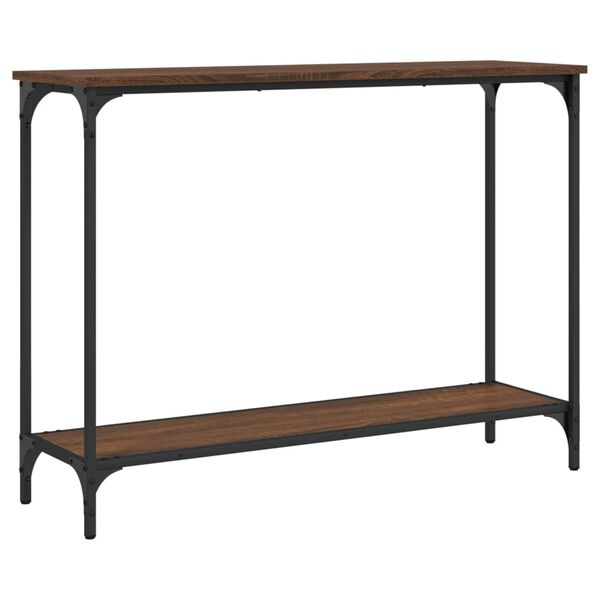 vidaXL Console Table Brown Oak Engineered Wood, Metal Medium