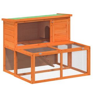 vidaXL Rabbit Hutch Brown, Green Solid Pine Wood, Plywood