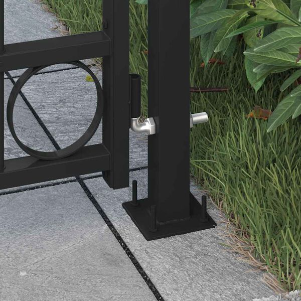vidaXL Fence Gate with Arched Top and 2 Posts 41.3"x80.3" Black