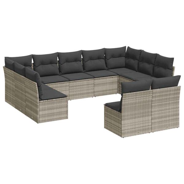 vidaXL Garden Sofa Set Light Grey PE rattan 11 Piece Modular