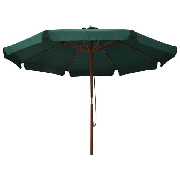 vidaXL Garden Parasol Green Polyester, Laminated bamboo, Hardwood Large
