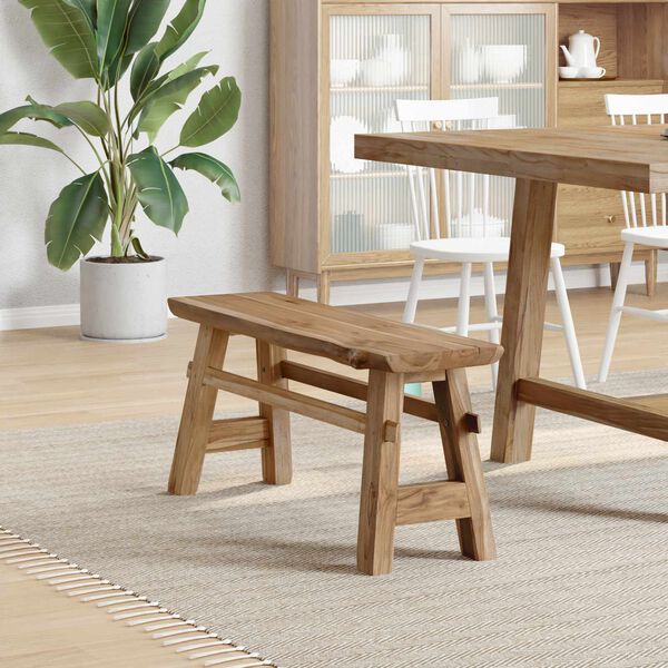 vidaXL Bench Natural Color 39.37 x 11.02 x 16.93 in Solid Teak Wood