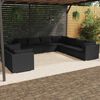 vidaXL Garden Lounge Set Black PE rattan, powder-coated steel, plastic