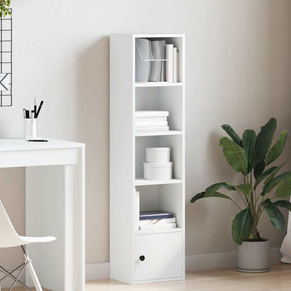 vidaXL Bookcase White Engineered wood Medium Bookcase Rectangular