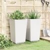 vidaXL Garden Planter Set of 2 White Polypropylene 12.8x12.8x22.4 in
