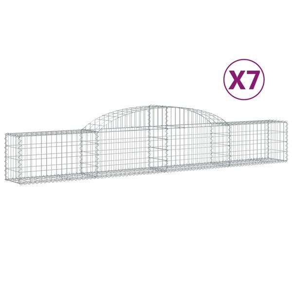 vidaXL Gabion Basket Set of 7 Silver Galvanized Iron