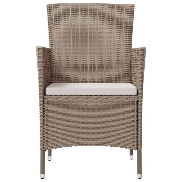vidaXL Garden Chair Set of 2 Beige Poly rattan, powder-coated steel
