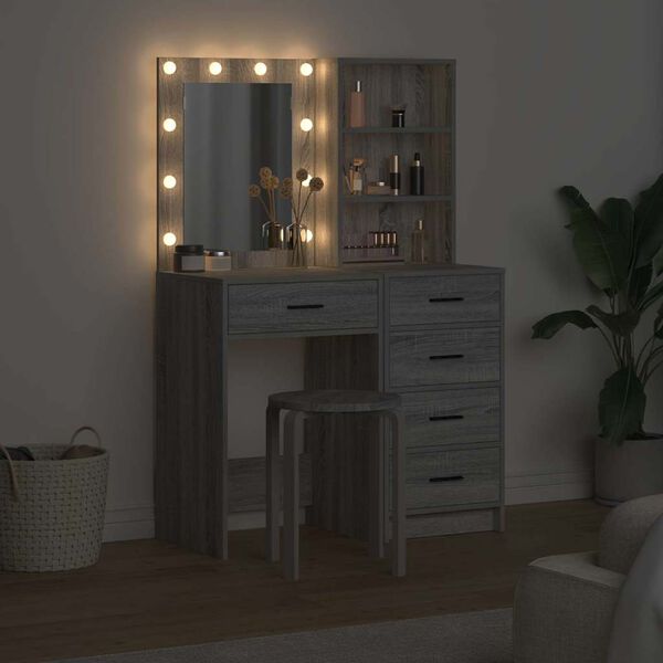 vidaXL Dressing Table 2 pcs Gray 50 x 41 x 135 cm Engineered wood
