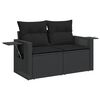 vidaXL Garden Sofa Set Black Poly Rattan, Powder-Coated Steel Large