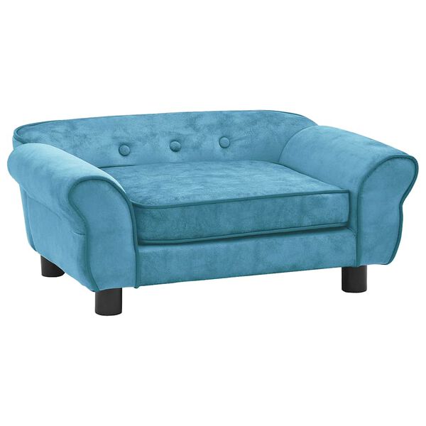 vidaXL Dog Sofa Turquoise Plush, Foam, Wood Small Removable Covers