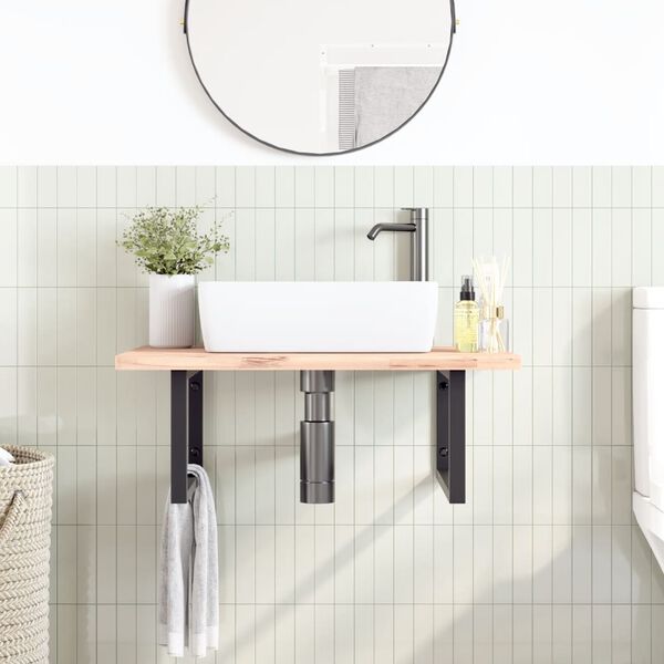 vidaXL Shelf Brackets for Washbasin 2 pcs Black Rectangular Steel