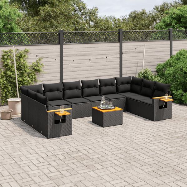 vidaXL Garden Sofa Set Black PE Rattan Large Modular Garden Sofa Set