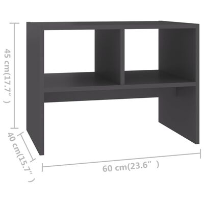 vidaXL Side Table Gray 23.6"x15.7"x17.7" Engineered Wood