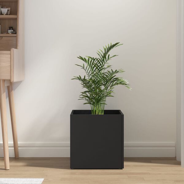 vidaXL Planter Box Black Engineered Wood 15.7x15.7x15.7 in Square