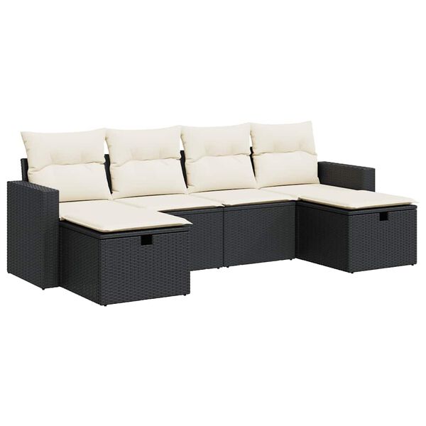 vidaXL Garden Sofa Set Black, Cream White