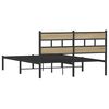 vidaXL Bed Frame Black, Sonoma Oak Iron, Engineered Wood Full Bed Frame