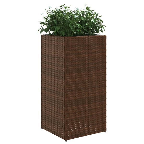 vidaXL Garden Planter Brown Poly Rattan Medium Durable Garden Planter