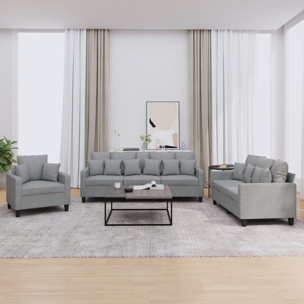 vidaXL Sofa Set Light Grey Polyester, Metal, Textilene, Plywood Medium