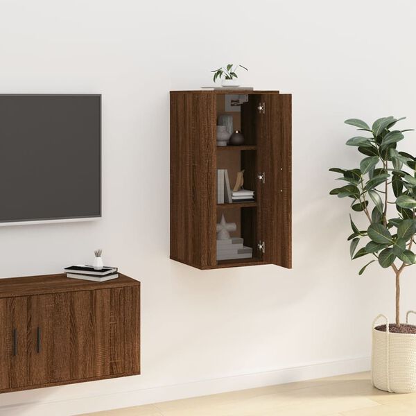 vidaXL Wall Mounted TV Cabinet Brown oak Engineered wood Medium