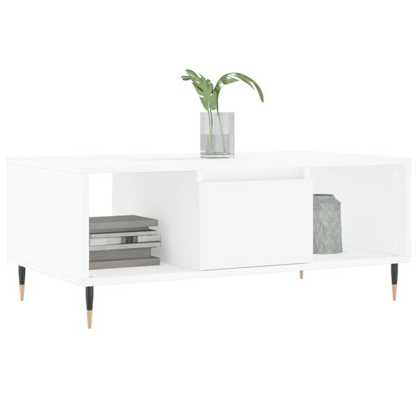 vidaXL Coffee Table White Engineered wood, Metal 35.4 x 19.7 x 14.4 in