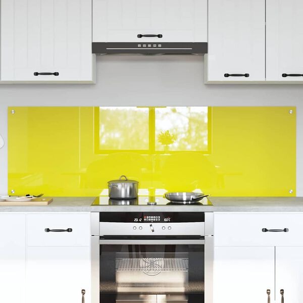 vidaXL Kitchen Backsplash 2 pcs Yellow 31.50 x 19.69 in Tempered Glass