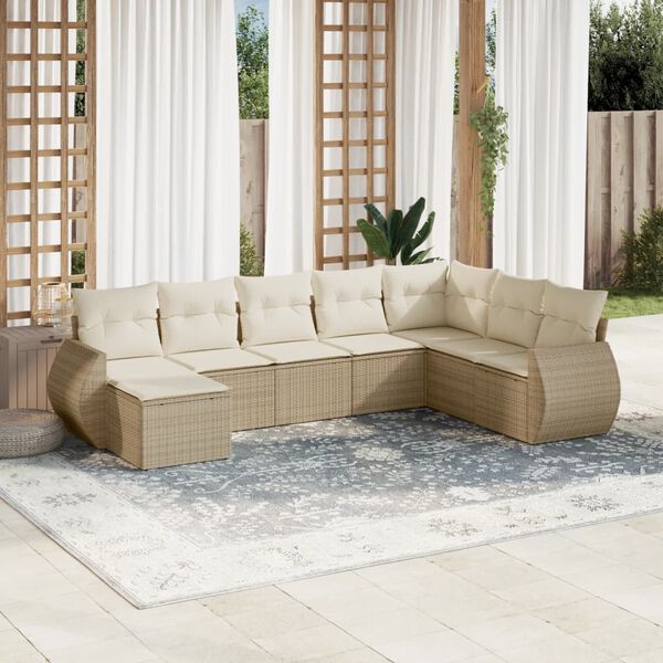 vidaXL Garden Sofa Set Beige PE rattan Large Modular Garden Sofa Set