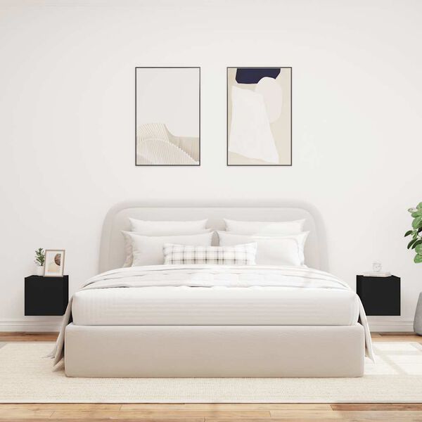 vidaXL TV Wall Cabinet Set of 2 Black Engineered Wood Medium