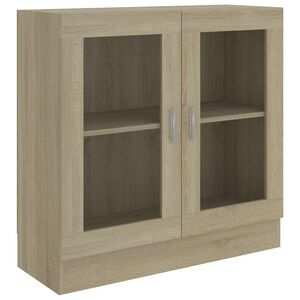vidaXL Display Cabinet Sonoma oak Engineered wood, glass Medium