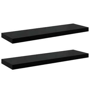 vidaXL Wall Shelf Set of 2 High gloss black Honeycomb MDF, metal