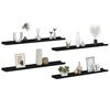 vidaXL Wall Shelf Set of 4 Black MDF Medium Decorative Inlays