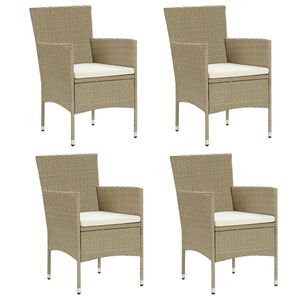 vidaXL Garden Chair Set of 4 Beige, Cream white