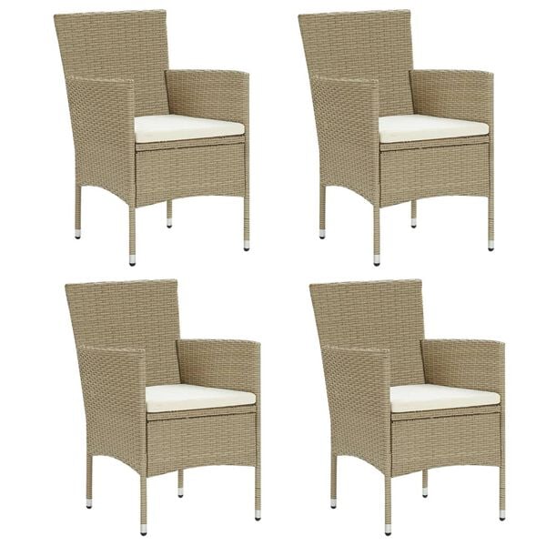 vidaXL Garden Chair Set of 4 Beige, Cream white