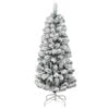 vidaXL Artificial Hinged Christmas Tree Green and White PVC, Iron 59 in