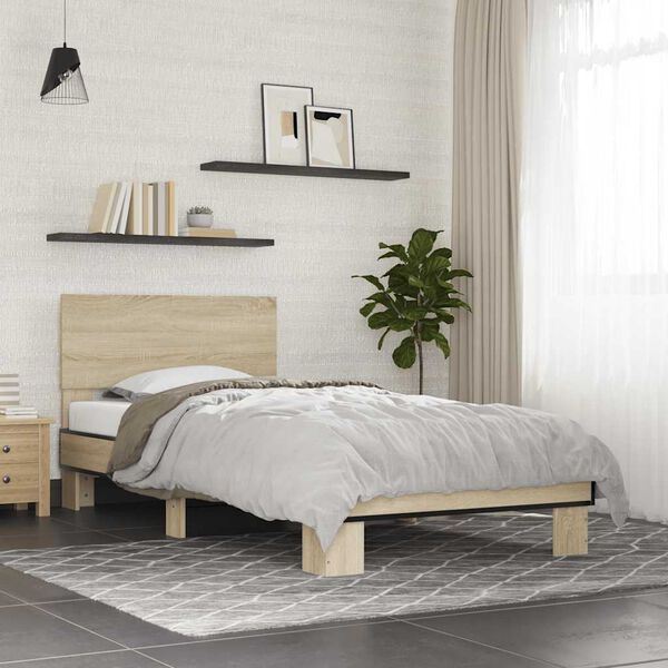 vidaXL Bed Frame Sonoma Oak Engineered Wood Single Durable