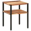 vidaXL Side Table Natural wood, Black Solid Acacia wood, Iron Small