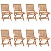 vidaXL Folding Patio Chairs with Cushions 8 pcs Solid Teak Wood