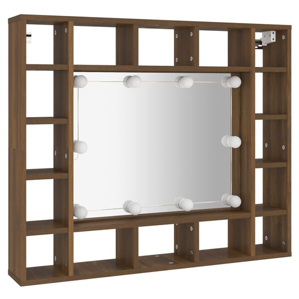 vidaXL Mirror Cabinet Brown Oak Engineered Wood Medium Mirror Cabinet