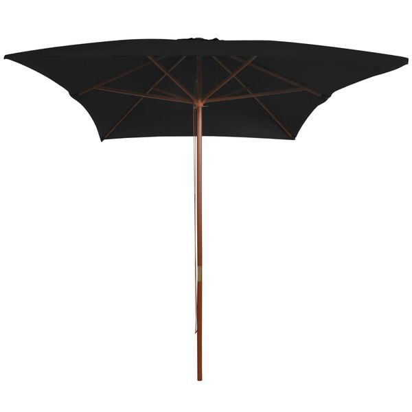 vidaXL Garden Umbrella Black Polyester cover, Bamboo pole, Hardwood ribs