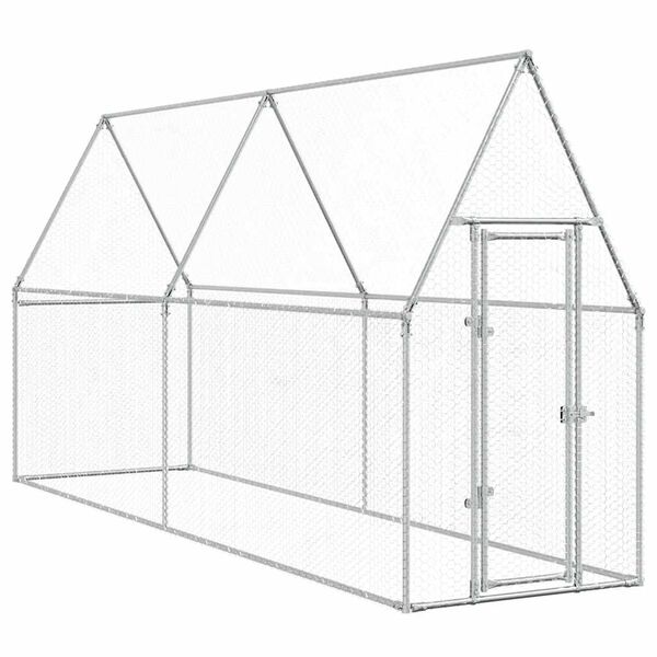 vidaXL Chicken Cage Silver Galvanized steel 157.5 x 39.4 x 74.8 in