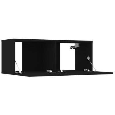 vidaXL 7 Piece TV Stand Set Black Engineered Wood