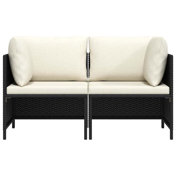 vidaXL Garden Sofa Black PE rattan 2-seater Removable Covers