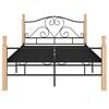 vidaXL Bed Frame Black and Natural Oak Powder-coated metal, Oak wood Full